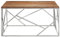 QJBSAVVA Kleiner Tisch Konsolentisch Esstisch Coffee Table Living Room - Couchtisch Silbern Edelstahl und Massivholz Akazie für Balkon Küche Wohnzimmer Garten