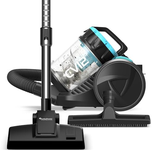 TurboTronic Zyklon Staubsauger CV12 - starker Bodenstaubsauger 18kPa Saugkraft 700W ohne Beutel + Parkettdüse 2X HEPA Filter Kleiner Trockensauger für Parkett Tierhaare Hundehaare beutellos blau