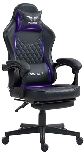BRTHORY Gaming Stuhl Ergonomischer Gaming Sessel Schreibtischstuhl mit Fußstütze, Linkage Armlehnen, Racing Gamer Stuhl 135° PC-Stuhl 150KG