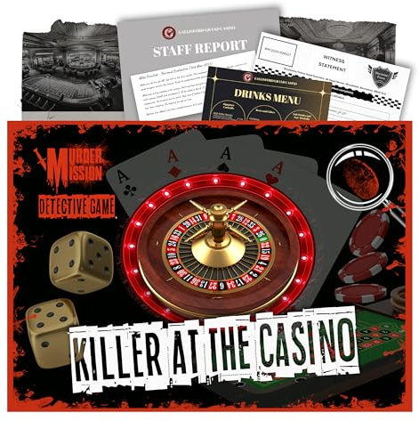 Murder Mission - Murder Mystery Game - Detective Killer Case Files - Date Night, Party Groups - Unsolved Cryptic Games - Killer At The Casino