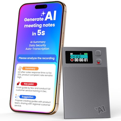 NEWYES Ailog KI Digitales Diktiergerät mit dedizierter App,Transkribieren und Zusammenfassen,Übersetzung in über 188 Sprachen,64 GB Speicher für Meetings,Vorlesungen,Anrufe,Business,Unterricht