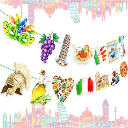 Italienische Themen Geburtstag Dekorationen Italien Girlanden Banner | Italienische Themen Geburtstag Dekorationen Italien Girlanden Banner Schiefer Turm Von Pisa Banner Für Pizza Buon Compleanno