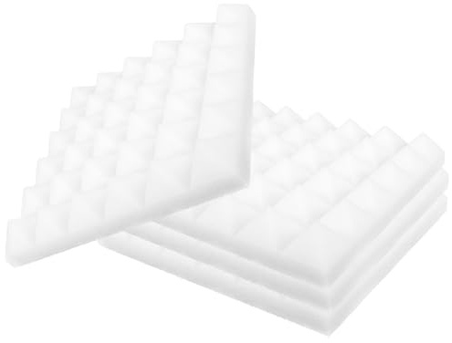 PAMINGONO 4 Stück Teiliges Akustik Schallabsorber Selbstklebend Schaumstoff Schalldämmplatten für Studio Schlafzimmer Proberaum Pyramidenform Weiße Sound Absorbing Panels