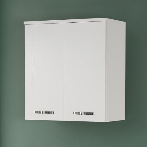 Pensile Multiuso Sospeso 70x77 Cm Linea Pilar Mobiletto In Legno Bianco Con 2 Ante Contenitore Salvaspazio