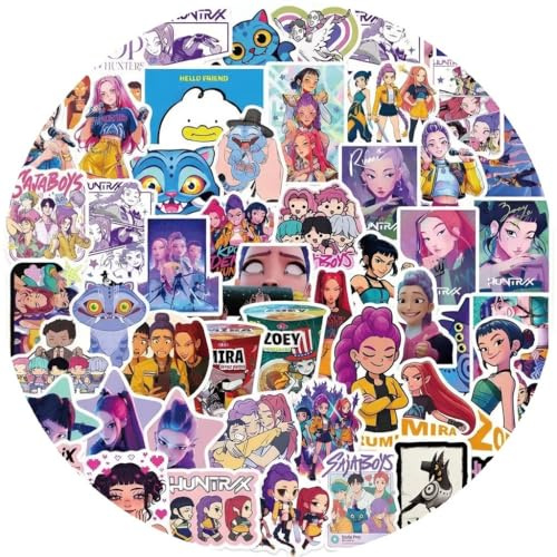 Kpop Demon Hunters Sticker 60 Stück K Pop Merch Extra Wasserdicht & Rückstandsfrei, Demon Hunters Aufkleber Set für Laptop Wasserflasche Auto Deko Geschenk Fans Teenager (Anime Design Bunt)