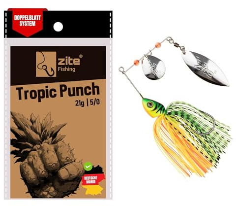 Zite Fishing Inzite Rotator Spinnerbaits | Doppelspinnerblatt Köder in 10g | 16g & 21g | Druckwellen & Reflexe mit Fransen-Skirt | Trailerfähig mit scharfem Einzelhaken