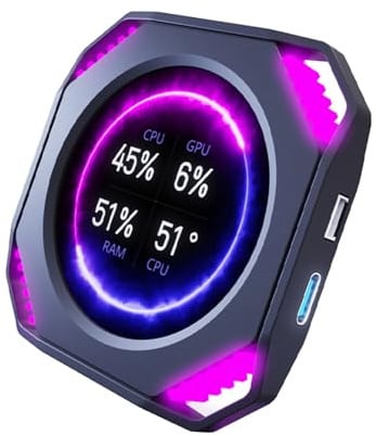 FGDTREE 5,3 cm (2,1 Zoll) Display, PC-Monitore, GPU, CPU-Temperaturanzeige, USB-C-Plugs and Play, für Gaming-PC, baut USB-Strom-GPU/CPU-Temperaturanzeige