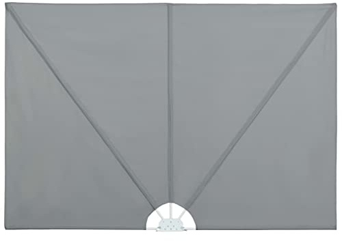 Yisssmeng Faltbare Seitenmarkise Grau 400x200 cm, wetterfester Balkon-Sichtschutz aus Polyester & Stahl, platzsparend zusammenklappbar, UV-beständig für Terrasse, Garten und Balkon