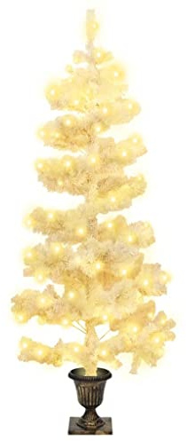 Lumanois Árbol de Navidad en Espiral con Luces y macetero Blanco 120 cm,Casa y jardín,Decoración,Decoraciones Festivas y estacionales,Arboles de Navidad,2.33kg-344652