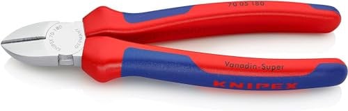 Knipex Pince coupante de côté chromée, avec gaines bi-matière 180 mm (carte LS/blister) 70 05 180 SB