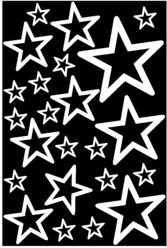 Samunshi® Sterne Aufkleber Set Outline runde Ecken 14x2,5cm6x5cm2x7,5cm1x10cm weiß