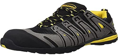 Paredes SP5027 GR44 Helio S1P SRA - Zapatos flexibles de seguridad deportivos con cordones, Negro/Gris/Amarillo, 44 EU