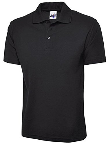 Ladies Loose Fit Polo Shirt Pique Plus Size 10 to 28 Unisex Premium Plain Top (UK 22-24, Black)