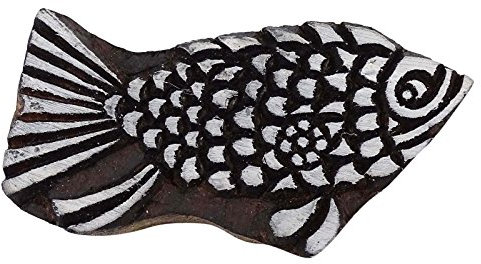 Knitwit Druckstucke Dekoratives Stempel Fisch aus Holz Hand Geschnitzte Border Briefmarken