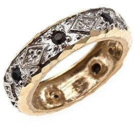 Ewigkeitsring 9 Karat Gold Diamant Saphir Größen L M N O P Ringbox
