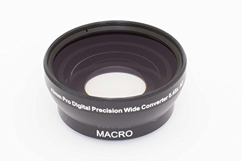 vhbw Lens Wide Angle Lens 43 mm 0.45X Factor For Camera NX Lens 16-50 mm F3.5-5.6 Power Zoom ED OIS.