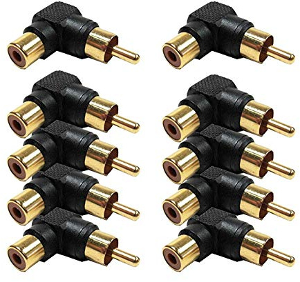 iMBAPrice (10-Pack) Right Angle Gold RCA Adapter Female to Male
