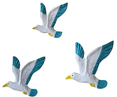 VORCOOL 3 Stücke Maritime Deko Möwe Figur Set Haus Fischernetz Dekoration Wanddeko