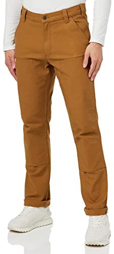 Carhartt Straight Fit Stretch Duck Double Front Pantalon utilitaire de travail, Marron, 33W x 32L Homme