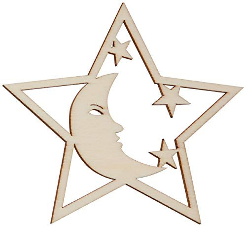 HOFMEISTER® Fensterbild aus Holz (Mond und Sternchen, sternförmig gerahmt)