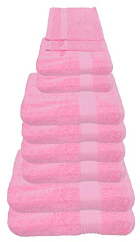 Julie Julsen 10 TLG Handtuchset 2 Badetücher 4 Handtücher 2 Gästetücher 2 Waschhandschuhe Reine Baumwolle über 30 Farben Babyrosa
