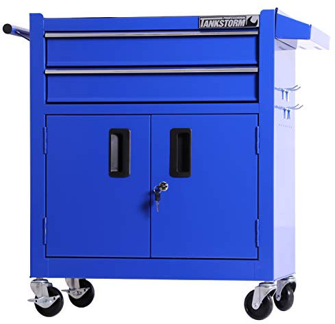 TANKSTORM Tool Chest Heavy Duty Cart Steel Rolling Tool Box with Lockable Doors (TZ12 Blue)