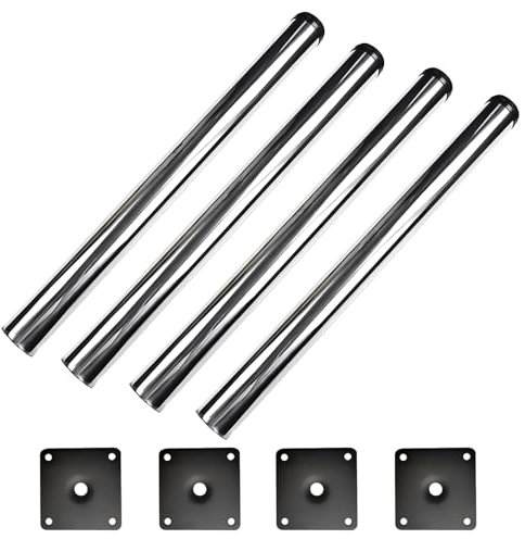 Qrity 4x Pieds de Meubles, Réglables Pied Pieds de Meubles - Chrome Métal - Hauteur Réglable (Total: 700-720mm)