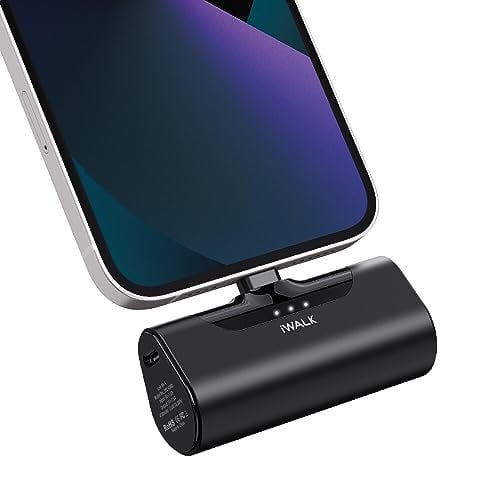 iWALK Mini Portable Charger 4500mAh Ultra-Compact Power Bank Small and Cute Battery Pack Compatible with iPhone 14/13/13 Pro/13 Pro Max /12/12 Pro/12 Pro Max/11 Pro/XR/X/8/Plus,Airpods and More,Black