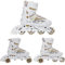 RAVEN Profession 3in1 Inlineskates Triskates Rollschuhe Inliner für Kinder und Erwachsene verstellbar (White/Gold, 38-42 (25cm-27,5cm))