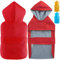 LeerKing Hunderegenmantel mit weichem Futter Regenjacke Wasserdicht Regenmantel Hund für kleine, mittlere und große Hunde Länge 11 bis 71 Rot XL