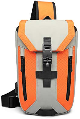 FANDARE Anti-Theft Brusttasche Sling Bag mit USB Schultertasche Herren Grosse Kapazität Crossover Bag Umhängetasche für Schule Outdoorsport Wandern Radfahren Bergsteigen Reisen Polyester Orange