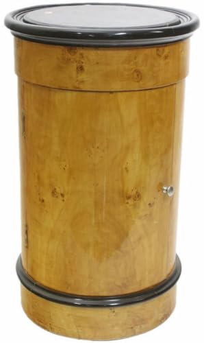 Casa Padrino Art Deco Barschrank Vogelaugenahorn Hellbraun/Schwarz Ø 45 x H. 75 cm - Art Deco Bar Möbel