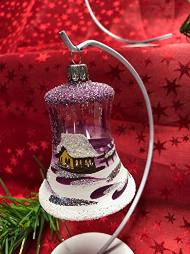 Glocke Mini Glas Christbaum Schmuck Baumbehang Weihnachtsbaum Handarbeit Lauscha, : transparent - brombeer