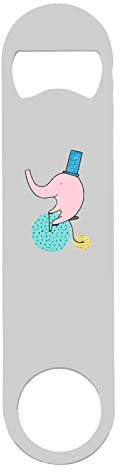 Doodle Style Retro Elephant on Vintage Bike Printed bar Blade with Bottle Opener - White Double Sided Print