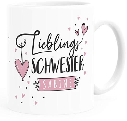 SpecialMe® Tasse Lieblings-Schwester personalisierbar mit Namen persönliche Geschenke kleines Dankeschön weiß Keramik-Tasse