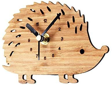 Hinleise Holzuhren mit Tiermotiven, Igel, Kühlschrank, pastorale Cartoon-Uhren