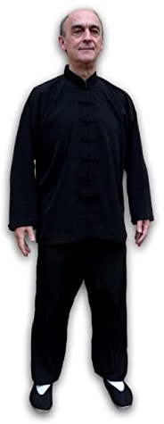Tortue de Jade Kimono Taichi Qi Gong Soie mélangée Noire