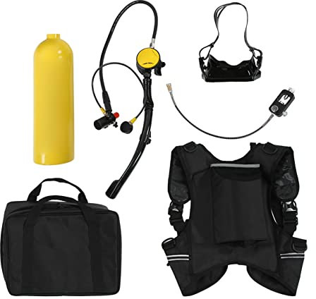 VGEBY 2L Tauchflasche Set, DS-2000 2L Mini Tauchflasche Sauerstoffflaschen Set mit Taucherbrille Taucher Schnorchelausrüstung(Gelbe Sauerstoffflasche)