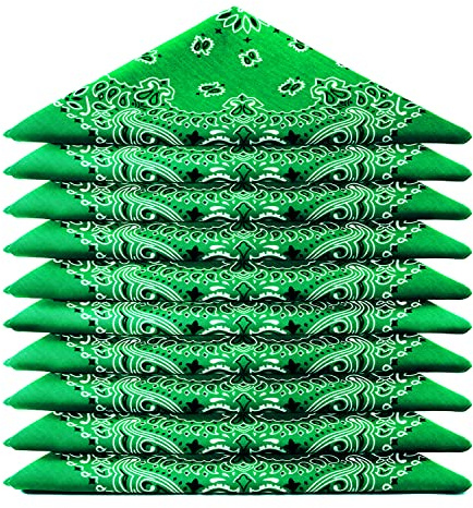 Karl Loven - Lot Bandana Vert - Motif Paisley - 100% Coton - Epaisseur Supérieure