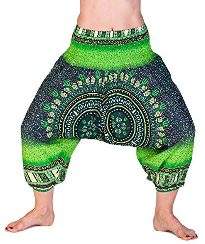 PANASIAM Aladinhose 3/4 Länge - Haremshose Damen & Mädchen - Yogahose | aus 100% Viskose, einfarbig & mit Muster, je nach Körpergröße bei Damen wie Caprihose, bei Kindern (ca. 10-14 J.) länger