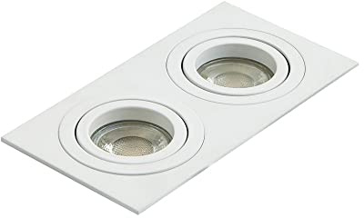 LITECRAFT Evra Recessed Downlight Rectangular Tiltable Spotlight - (2 Light, White)