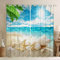 Homewish Vorhänge und Gardinen mit Strandmotiven Blauer Ozean Muscheln Seesterne Bedruckt Verdunkelungsvorhänge 46x72 Strand Küsten Fensterbehandlungen für Kinder Teenager Erwachsene, 2 Bahnen
