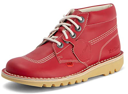 Kickers Unisex Leather Alternative Kick Hi Classic Ankle Boots | Plant Based Material | Extra Comfortable | Added Durability | Premium Quality, Red, 10 UK