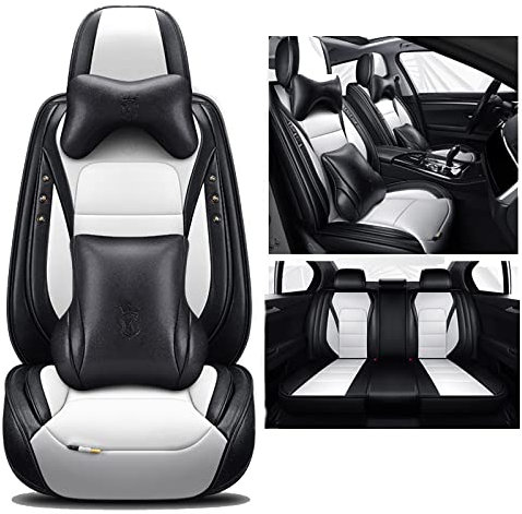 nenyan Autositzbezüge Komplett Set Universal | Schonbezüge für Audi A3 8P Q5 A6 C6 A4 A5 Sportback B7 Avant 8V C7 A1 B9 Audio Rs4 5 6 7 R8 S5 S6 S7 S8 Q3 | Auto Sitzbezüge weißer Luxus