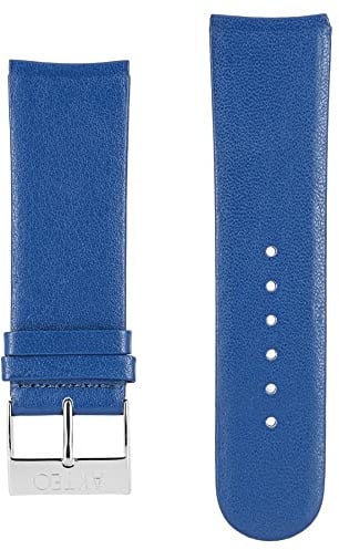 Akteo Uhrenarmband Flachleder Silber Schnalle 24 Blau