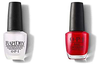 OPI RapiDry Top Coat – schnelltrocknender Überlack mit Hochglanz-Finish & Nail Lacquer Big Apple Red – Nagellack mit bis zu 7 Tagen Halt – langanhaltender Nagellack in leuchtendem Rot