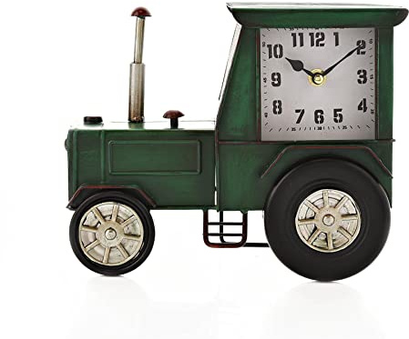Caths Direct Hometime Kaminuhr im Vintage-Traktor-Stil, 25 cm, Dunkelgrün