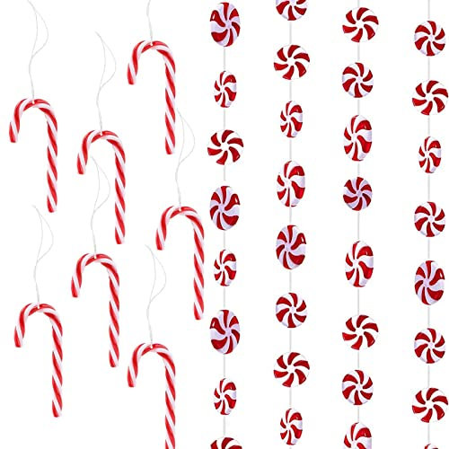 YIEUR 40 Stück Weihnachten Zuckerstangen Süßigkeiten Anhänger Ornament Swirl, Vasenfüller Perlen Schwimmen Kerzen Deko Weihnachtsbaumschmuck Anhänger Acryl Weihnachtsdeko für Christbaumschmuck(40)