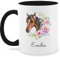 Tasse Tassen 325ml - Pferd Pferde - Wunschname Pferdekopf Name I Pferdemotiv I Geschenk Pferdemädchen - 325 ml - Schwarz - personalisieren reitersachen pferden horse glühweintassen