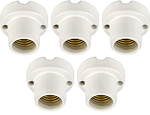 WEIKAXIMU 5Pcs E27 Lampenfassung, Porzellan Deckenfassung Hitzebeständig Wandfassung für Spiralbirnen Baufassung Balkonleuchten